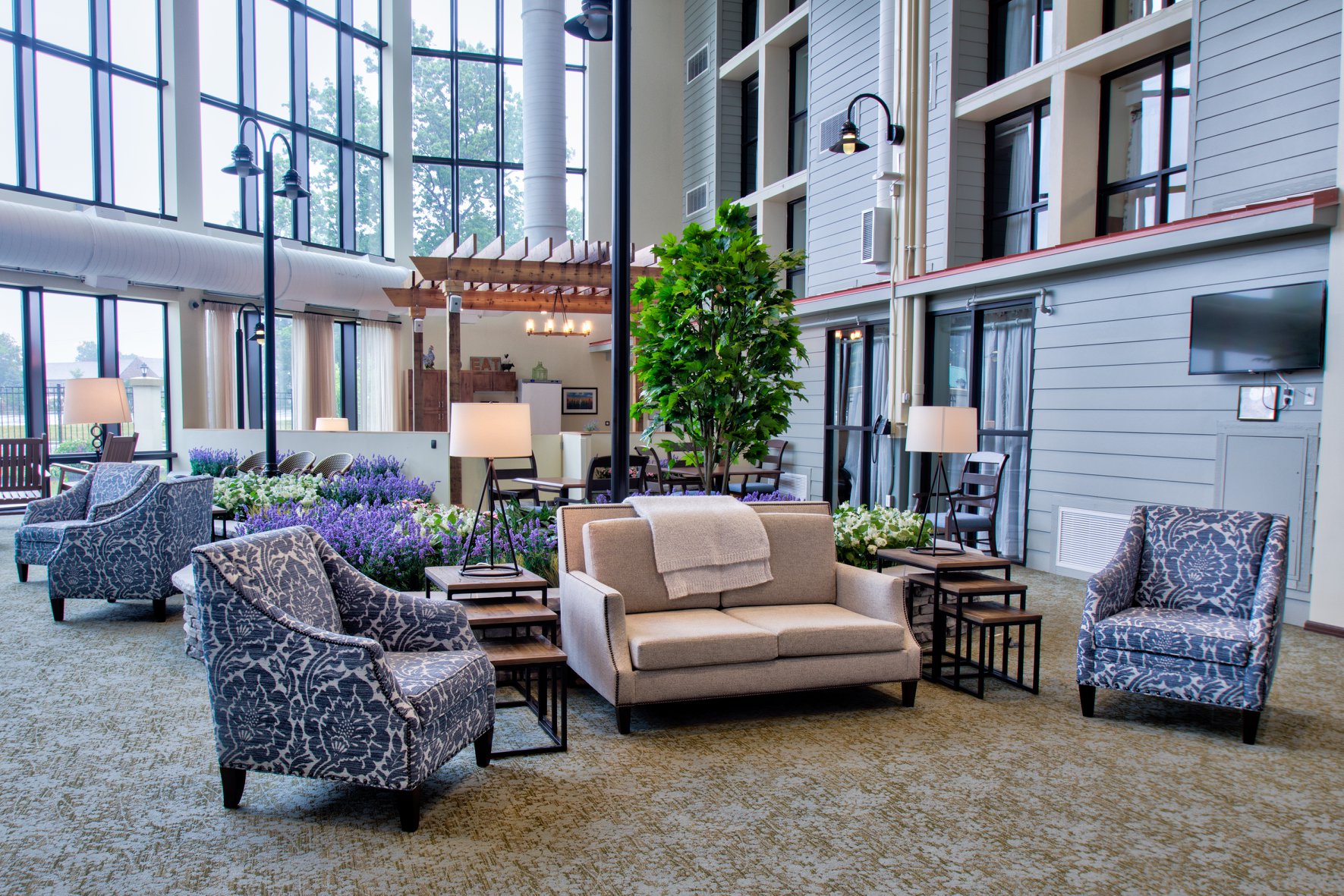 Artificial Trees and Flowering Plants in Senior Living Facility 1