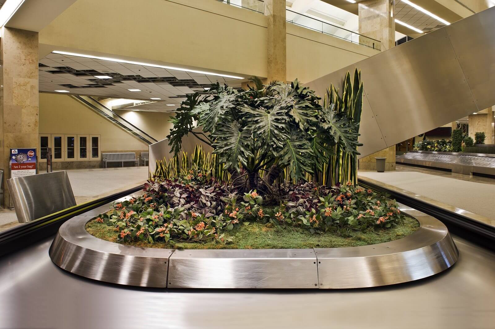 Fabricated Trees and Plants enhance baggage claim at John Wayne Airport