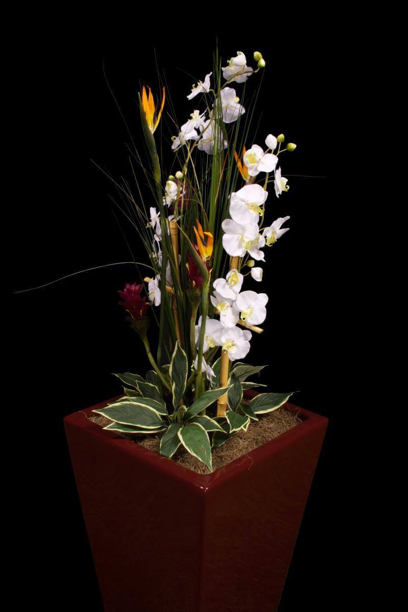 Replica orchid flower plant tropical floral arrangement white product