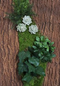 kambori green wall faux succulent detail 1
