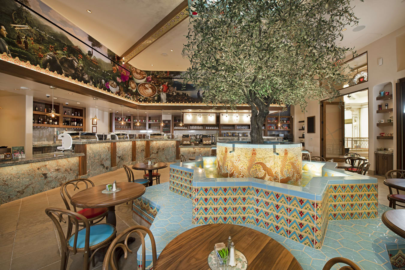 Fabricated Mediterranean Olive Tree and surroundings at Las Vegas Cafe