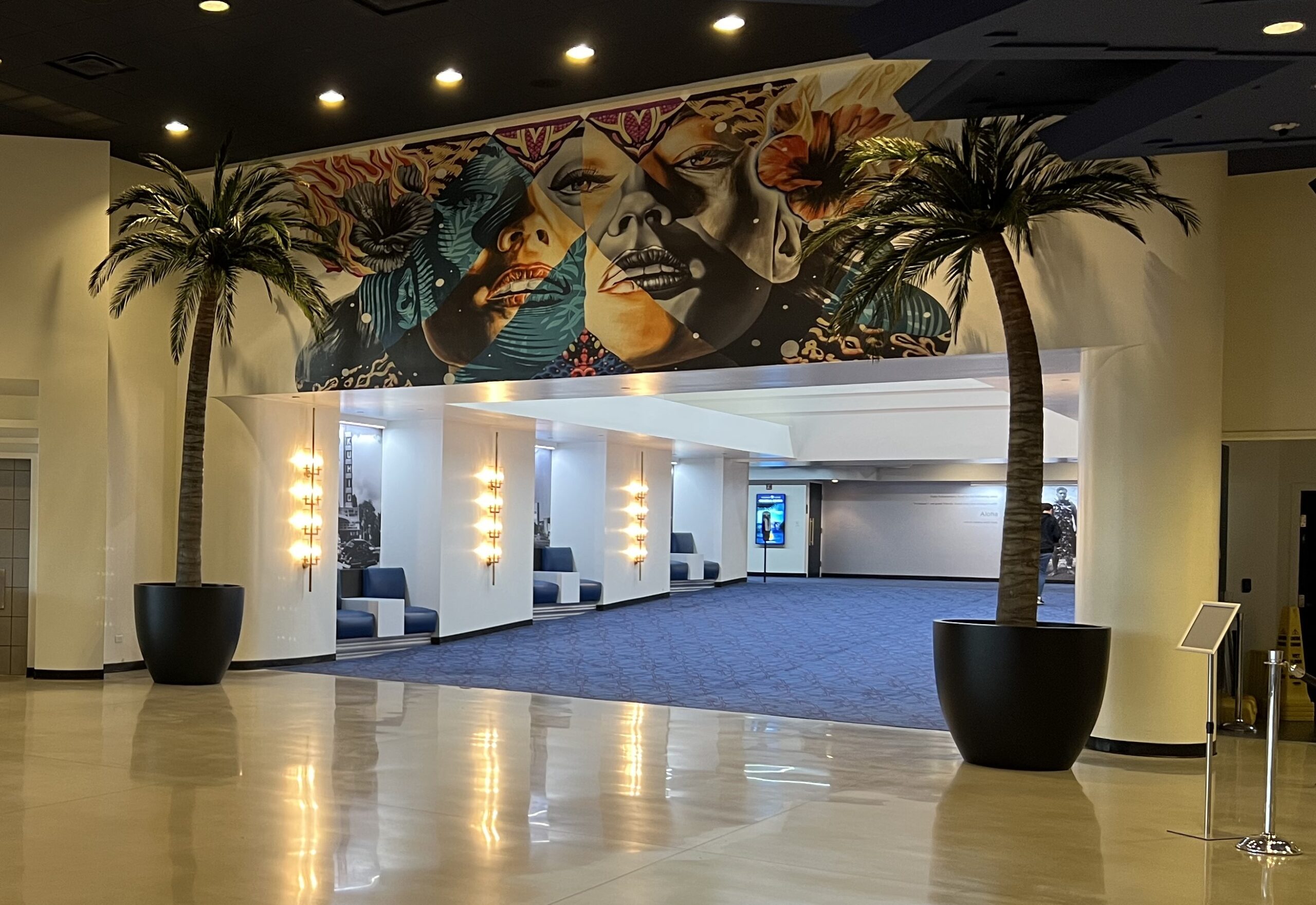 Consolidated Theatres Kapolei Palm Trees foyer view