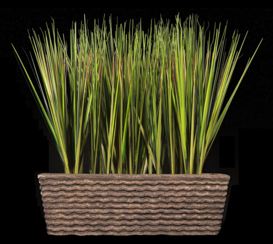 Artificial Onion Grass in a planter box